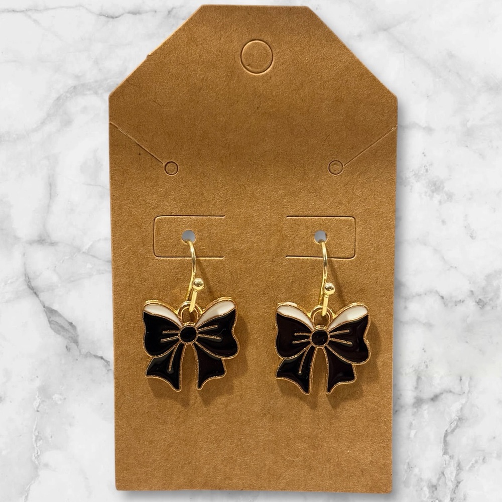 Black and Gold Bow Earrings
